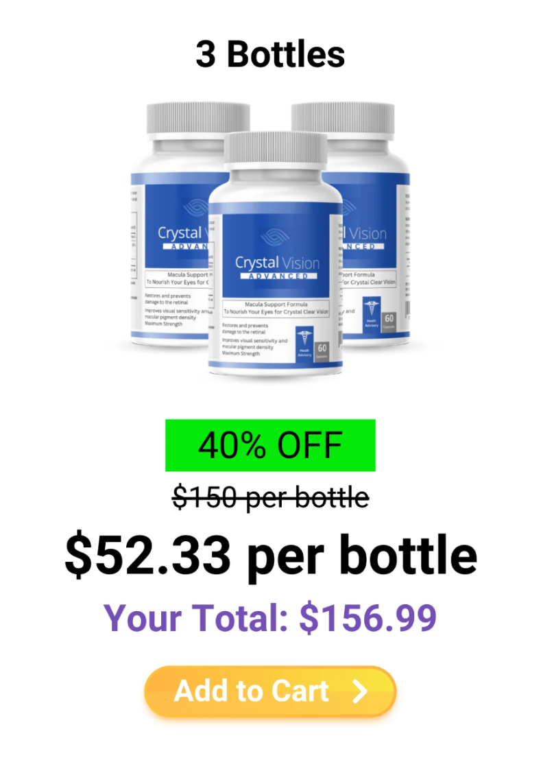 Three bottle discounted package of Vision Clear Formula and Crystal Vision offering balanced savings for regular use.